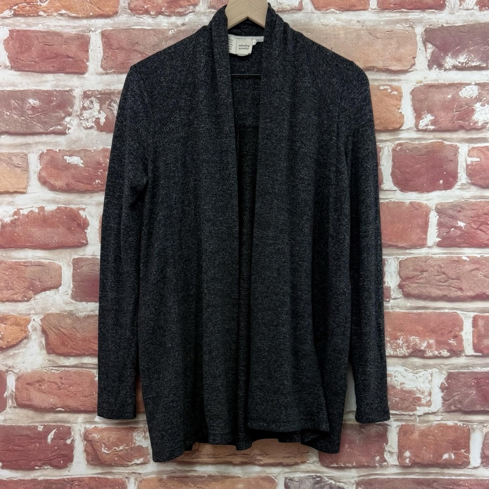 Anthropologie Saturday Sunday Cardigan Sweater Womens Small Black Heathered Knit